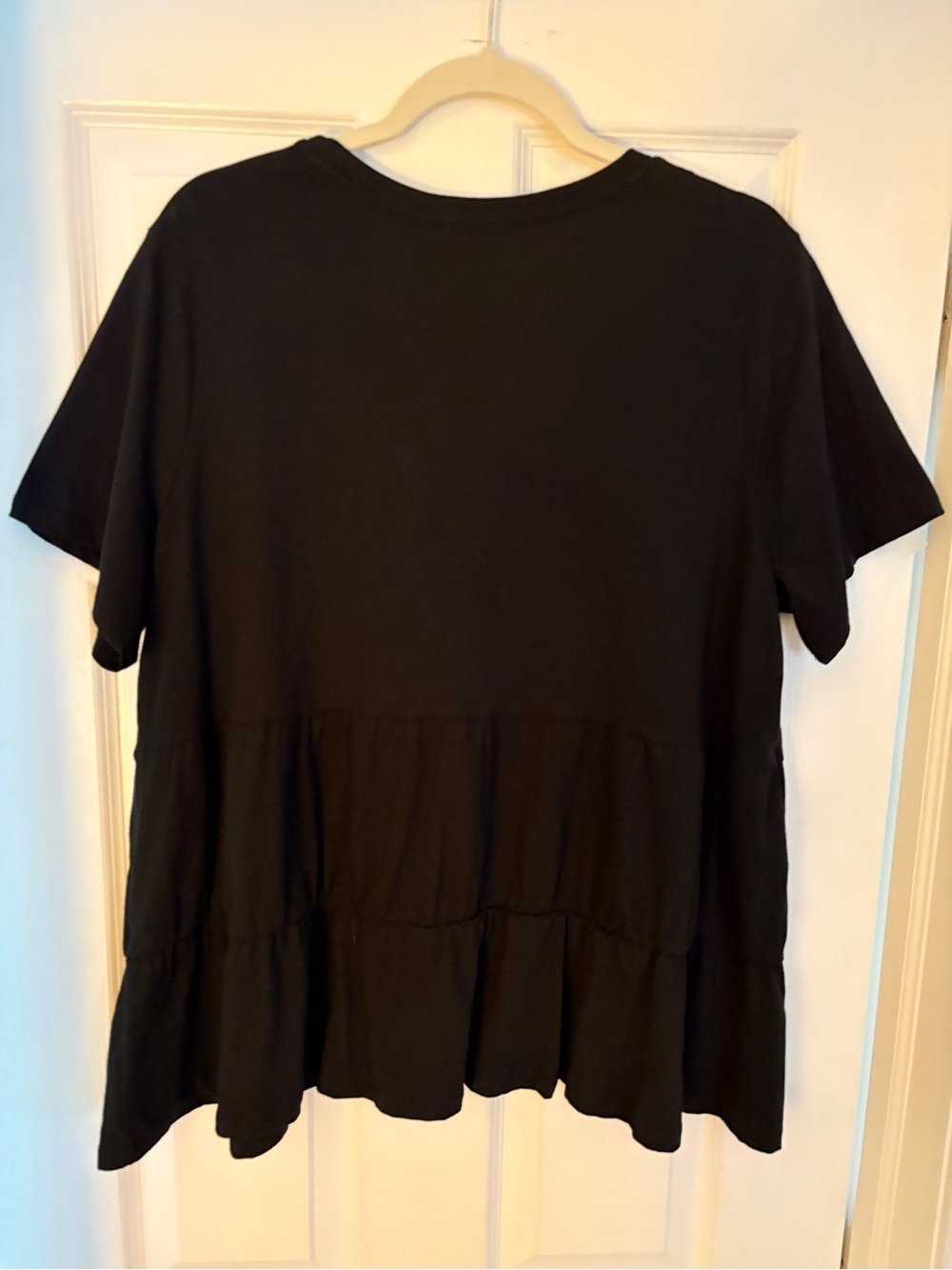 Como Vintage Black Short Sleeve Ruffle Peplum Tee - Picture 7 of 7